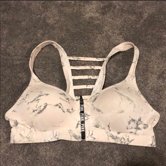 PINK VICTORIA/'S SECRET PINK MARBLE WEAR EVERYWHERE LIGHTLY LINED WIRELESS BRA